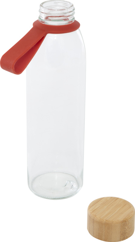 Porto 500 ml glass water bottle with silicone handle and bamboo lid - Image 8