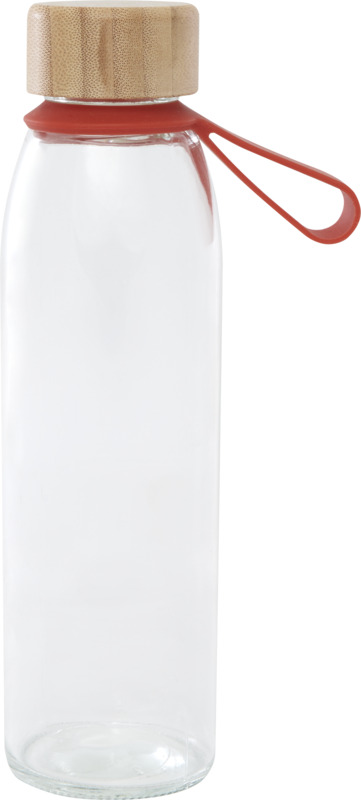 Porto 500 ml glass water bottle with silicone handle and bamboo lid - Image 7