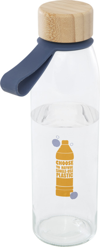 Porto 500 ml glass water bottle with silicone handle and bamboo lid - Image 15