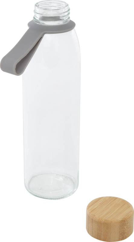 Porto 500 ml glass water bottle with silicone handle and bamboo lid - Image 18
