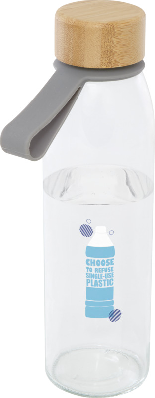 Porto 500 ml glass water bottle with silicone handle and bamboo lid - Image 20