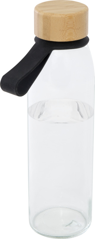 Porto 500 ml glass water bottle with silicone handle and bamboo lid - Image 21