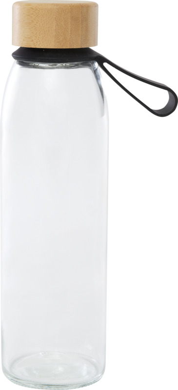 Porto 500 ml glass water bottle with silicone handle and bamboo lid - Image 22