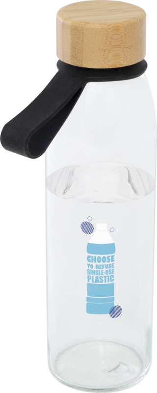 Porto 500 ml glass water bottle with silicone handle and bamboo lid - Image 25