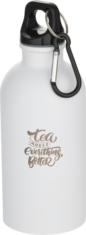 Oregon 400 ml matte RCS recycled single wall stainless steel water bottle with carabiner - Image 4