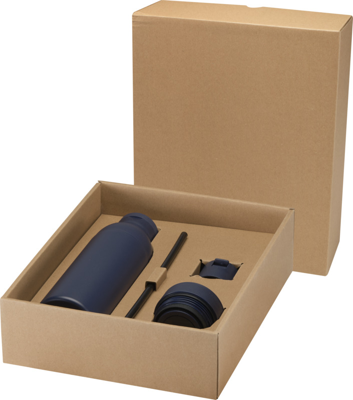 Illuminate 650 ml RCS recycled double wall stainless steel water bottle with 3-piece lid set