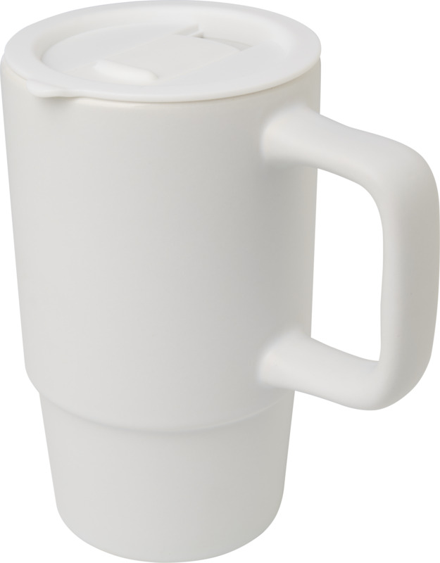 Carter 450 ml ceramic mug with plastic lid
