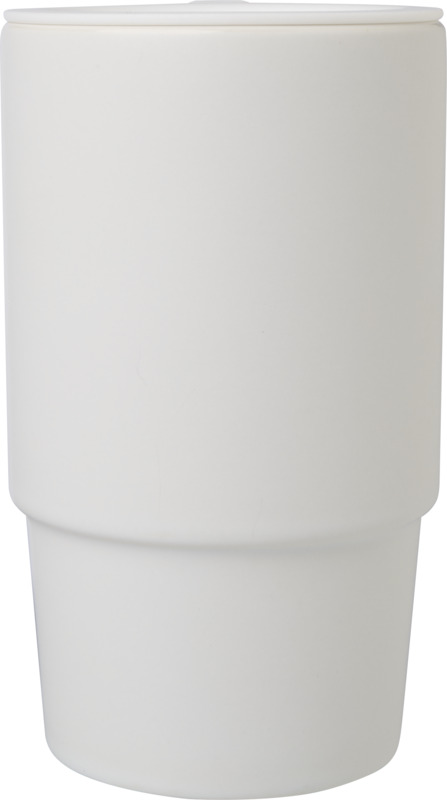 Carter 450 ml ceramic mug with plastic lid - Image 2