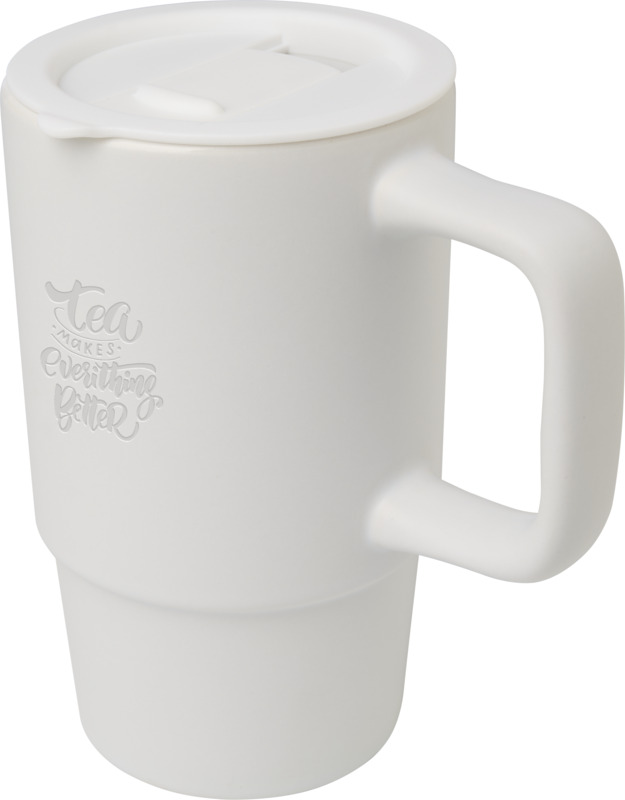 Carter 450 ml ceramic mug with plastic lid - Image 6