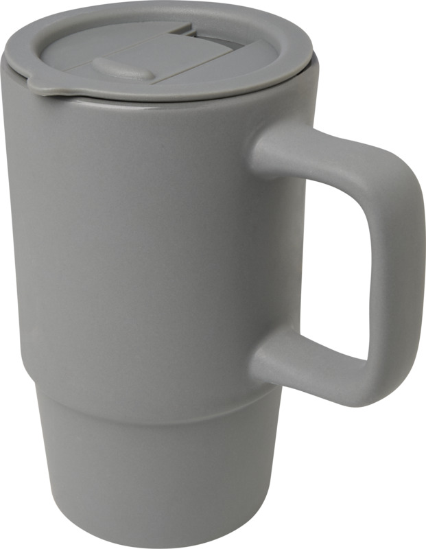 Carter 450 ml ceramic mug with plastic lid - Image 7