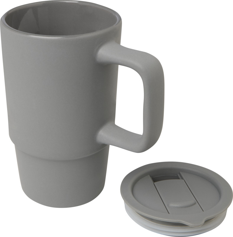 Carter 450 ml ceramic mug with plastic lid - Image 9