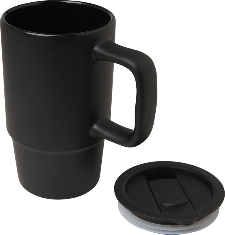 Carter 450 ml ceramic mug with plastic lid - Image 15