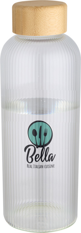 Mirage 650 ml single-walled borosilicate glass bottle with bamboo lid - Image 4