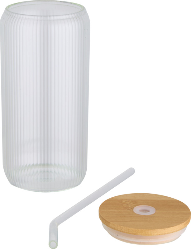 Mirage 500 ml single-walled borosilicate glass jar with bamboo lid - Image 3