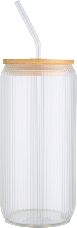 Mirage 500 ml single-walled borosilicate glass jar with bamboo lid - Image 2