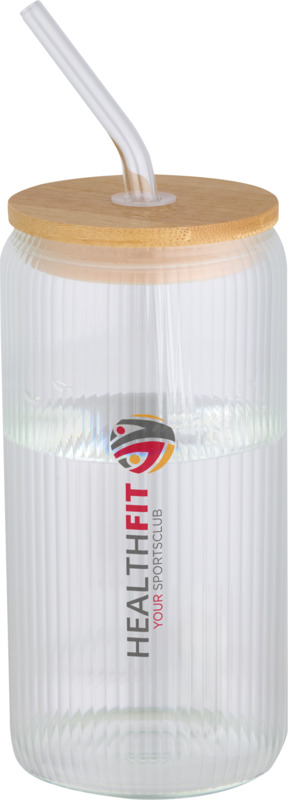 Mirage 500 ml single-walled borosilicate glass jar with bamboo lid - Image 4