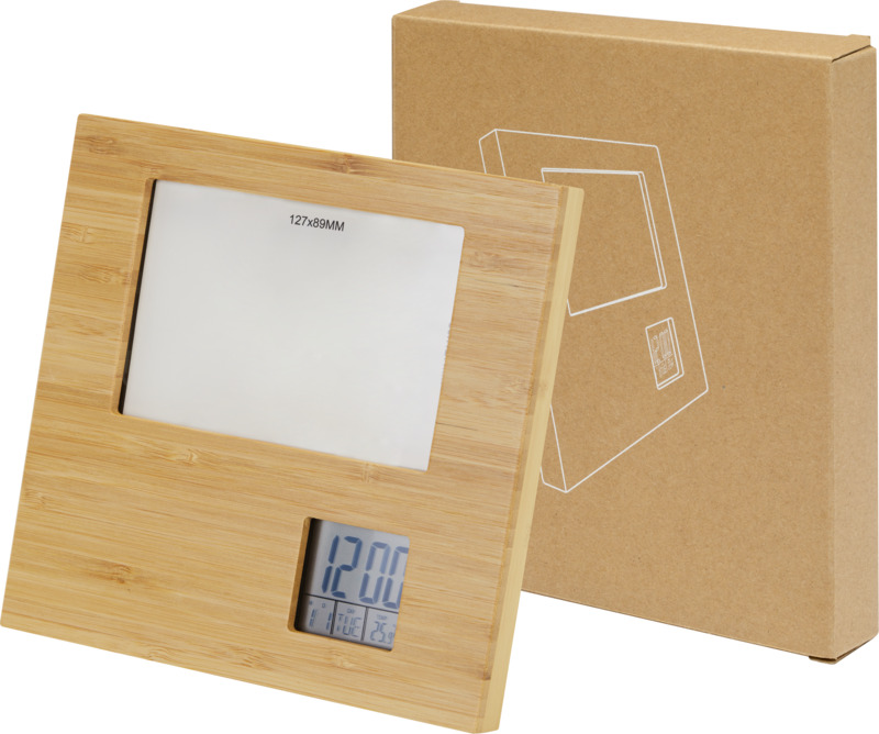 Sasa bamboo photo frame with thermometer - Image 4