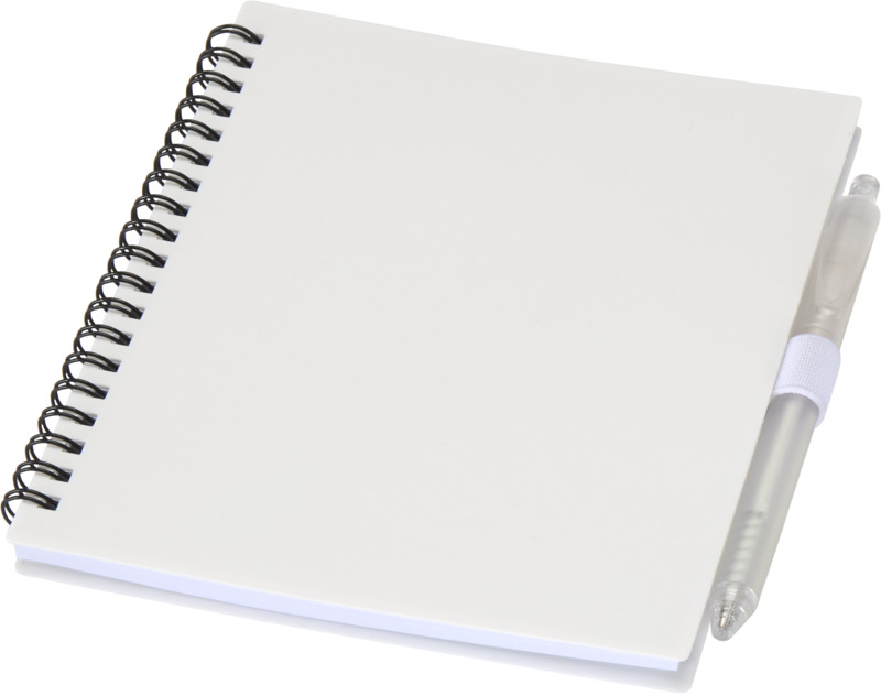 Niove recycled plastic soft cover notebook and ballpoint pen set (blue ink)