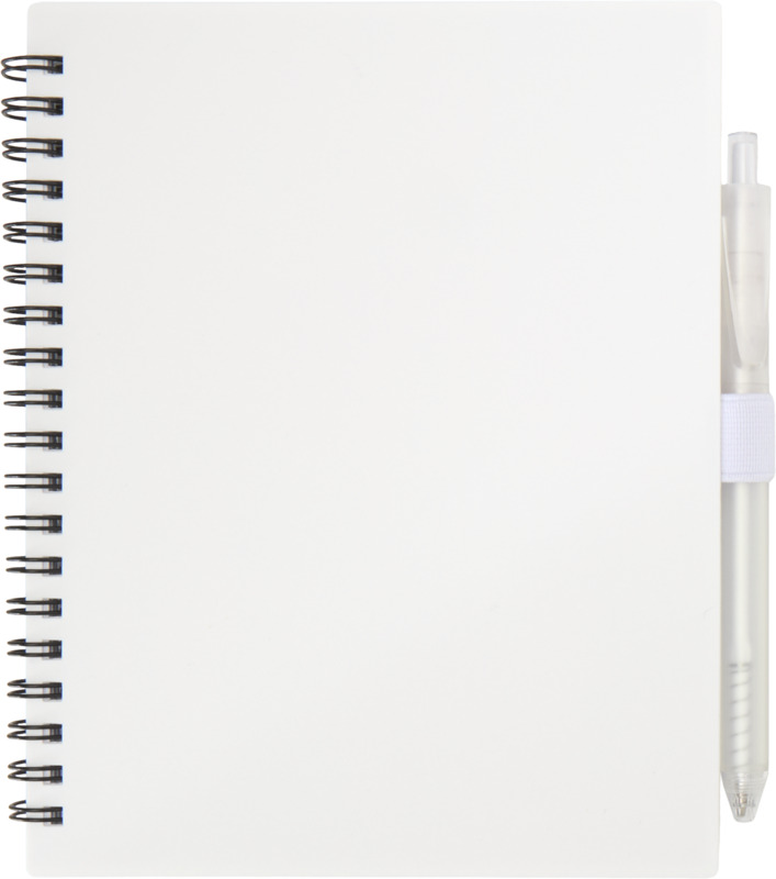 Niove recycled plastic soft cover notebook and ballpoint pen set (blue ink) - Image 2