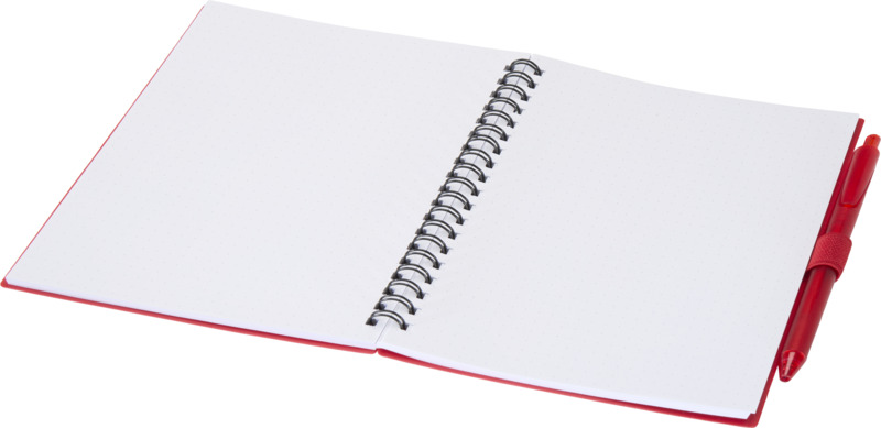 Niove recycled plastic soft cover notebook and ballpoint pen set (blue ink) - Image 10