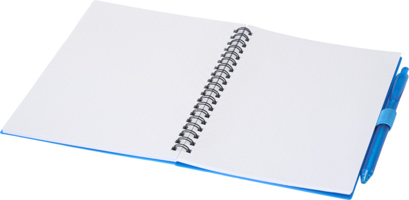 Niove recycled plastic soft cover notebook and ballpoint pen set (blue ink) - Image 16