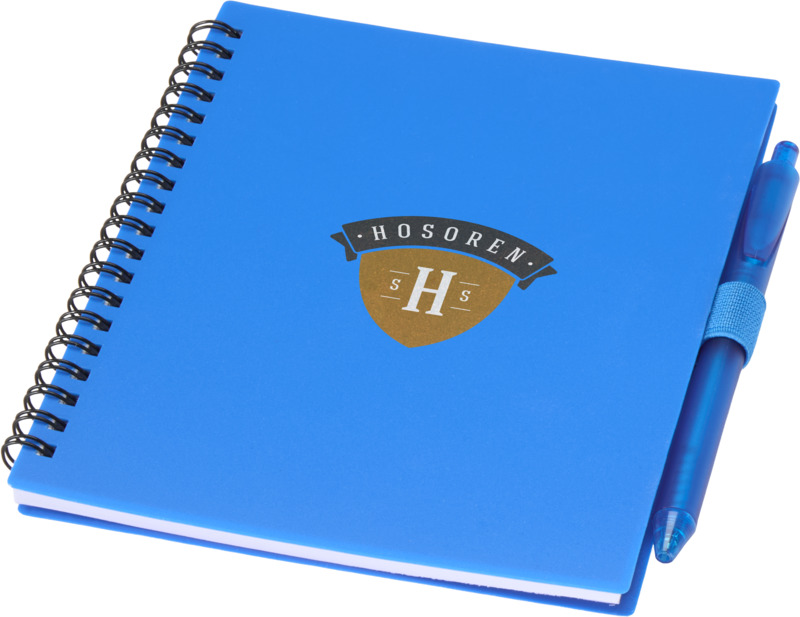 Niove recycled plastic soft cover notebook and ballpoint pen set (blue ink) - Image 18