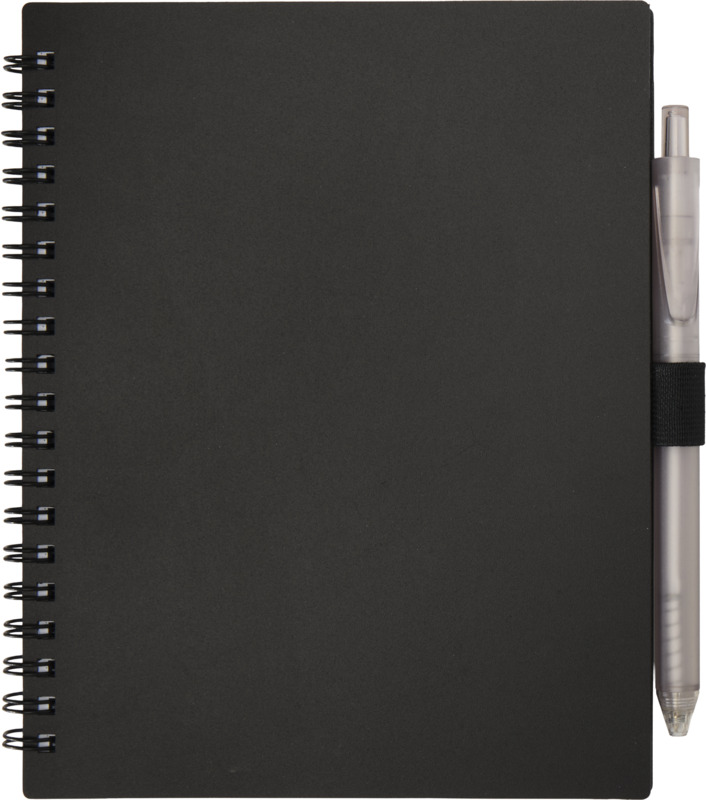 Niove recycled plastic soft cover notebook and ballpoint pen set (blue ink) - Image 20