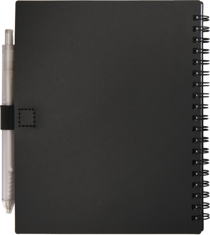 Niove recycled plastic soft cover notebook and ballpoint pen set (blue ink) - Image 21