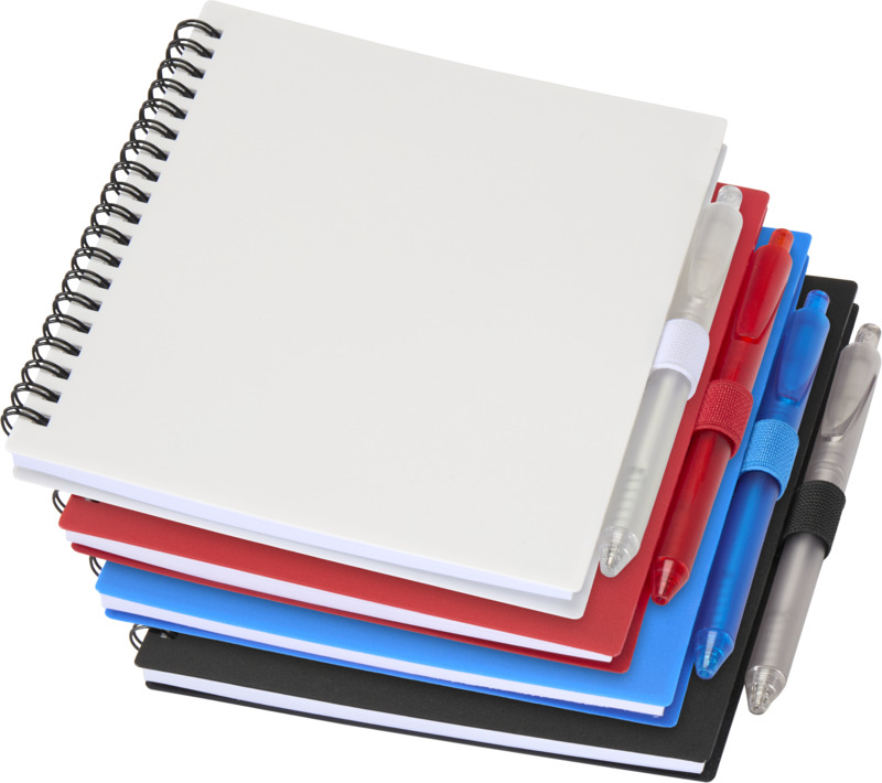 Niove recycled plastic soft cover notebook and ballpoint pen set (blue ink) - Image 23