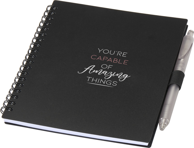 Niove recycled plastic soft cover notebook and ballpoint pen set (blue ink) - Image 24