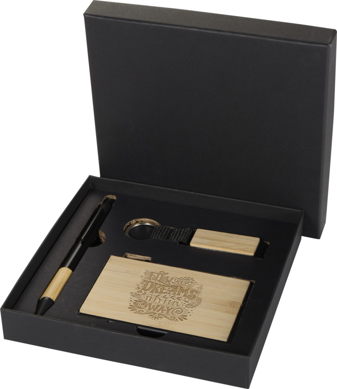 Minka RCS recycled aluminium ballpoint pen, keychain and RFID card holder gift set - Image 7