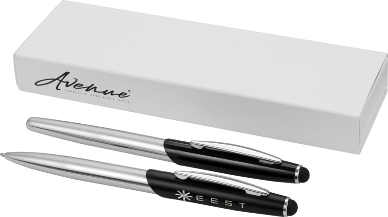 Geneva stylus ballpoint pen and rollerball pen set (blue ink) - Image 6