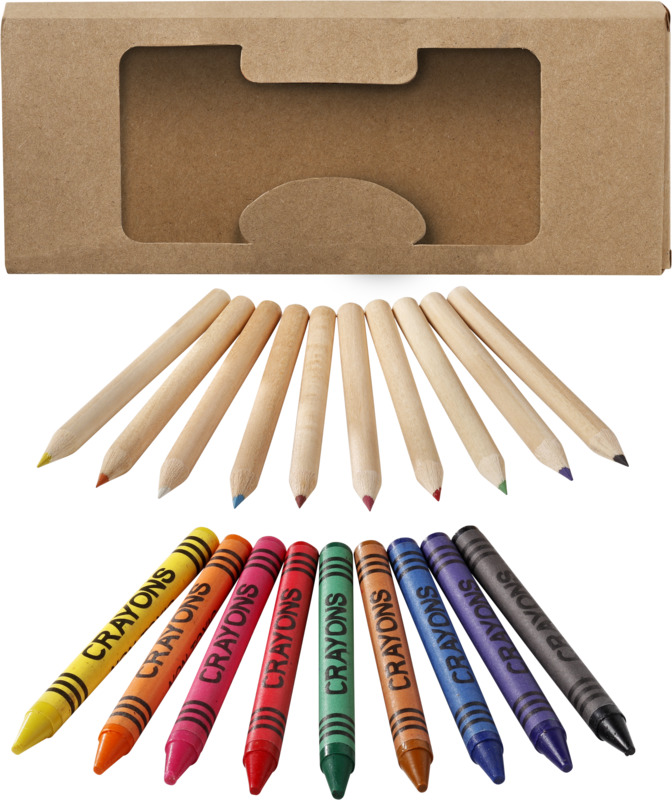 Lucky 19-piece coloured pencil and crayon set
