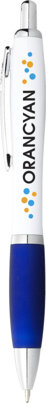 Nash ballpoint pen white barrel and coloured grip (blue ink) - Image 4