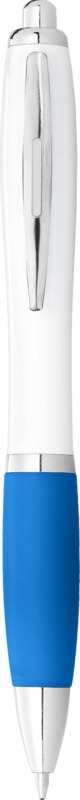Nash ballpoint pen white barrel and coloured grip (blue ink) - Image 19