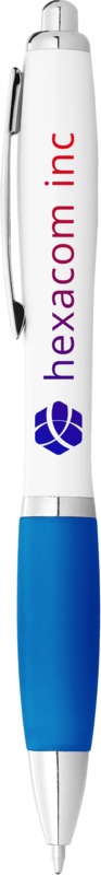 Nash ballpoint pen white barrel and coloured grip (blue ink) - Image 23