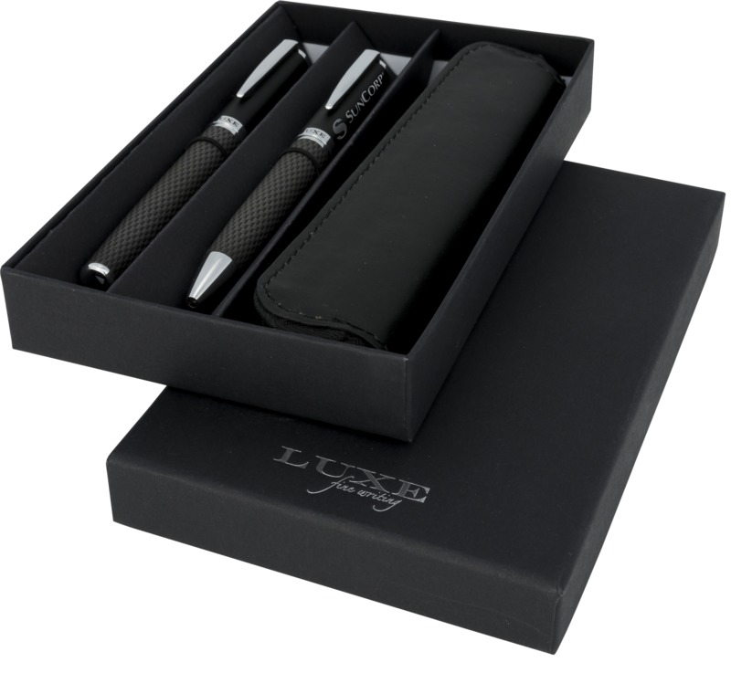 Carbon duo pen gift set with pouch (black ink) - Image 9