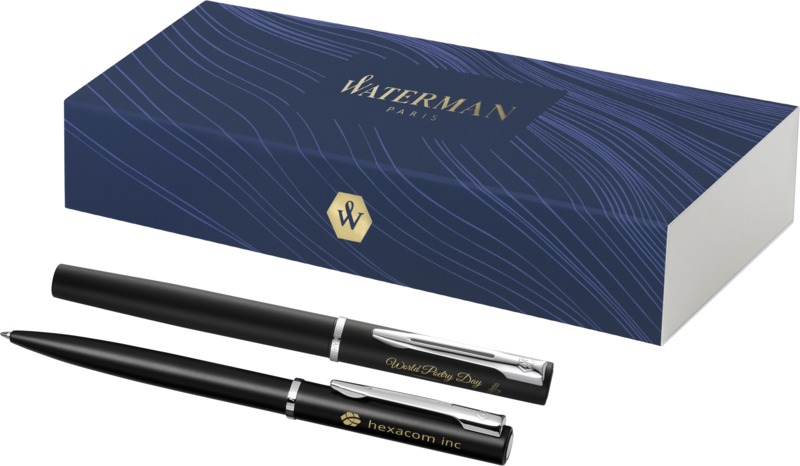 Waterman Allure ballpoint and rollerball pen set (blue ink) - Image 4
