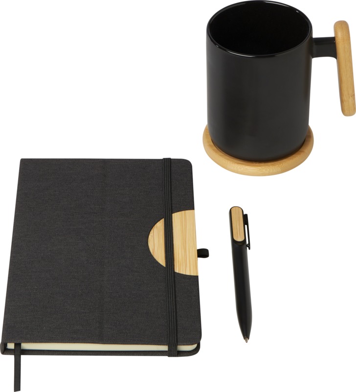 Laura A5 hard cover notebook and ballpoint pen gift set (black ink) - Image 3