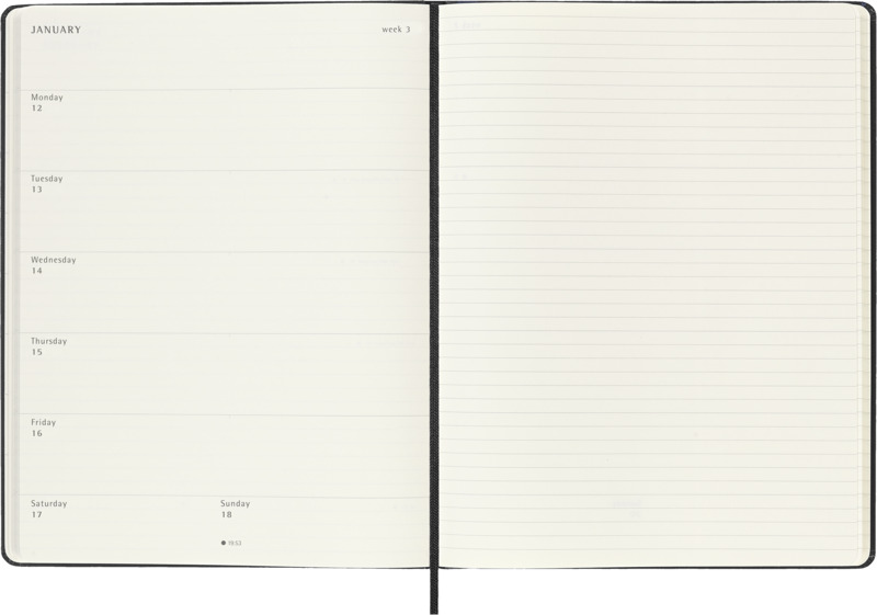Moleskine hard cover 12 month XL weekly planner - Image 6