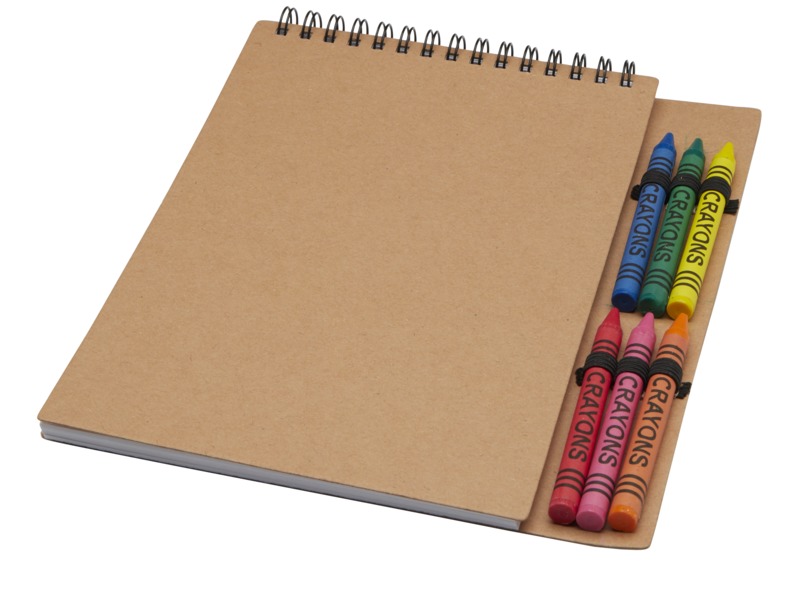 Doodle A5 spiral soft cover notebook and crayon set