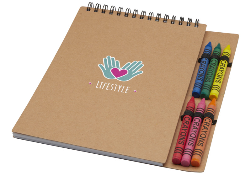 Doodle A5 spiral soft cover notebook and crayon set - Image 5
