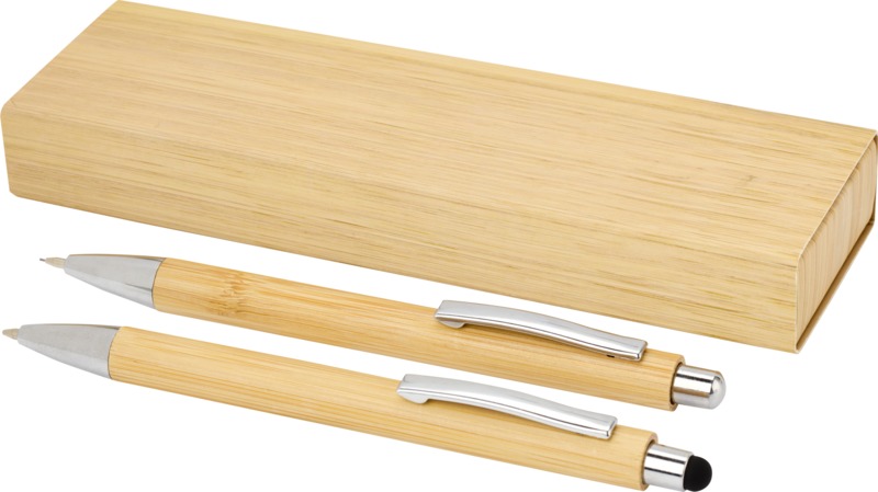 Oblys bamboo ballpoint pen and mechanical pencil set (black ink)