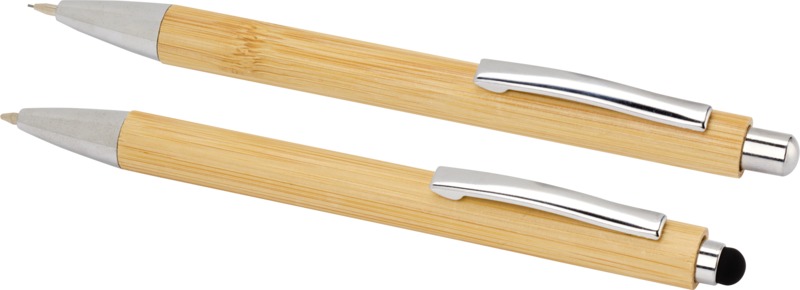 Oblys bamboo ballpoint pen and mechanical pencil set (black ink) - Image 3