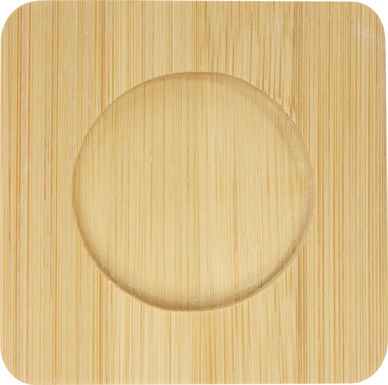 Manti 2-piece 100 ml double-wall glass cup with bamboo coaster - Image 4