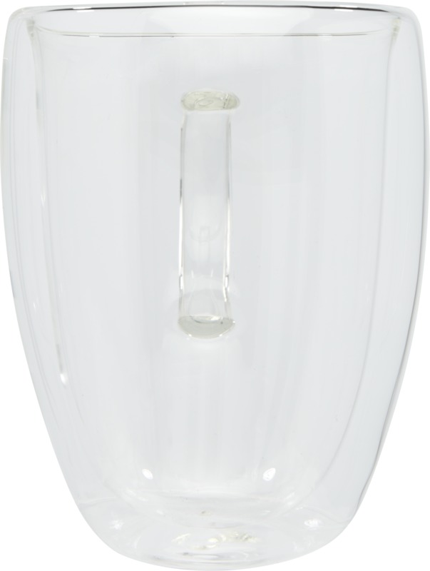 Manti 2-piece 350 ml double-wall glass cup with bamboo coaster - Image 2