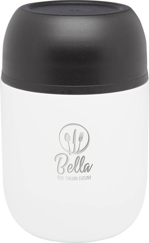 Supo 480 ml double-walled recycled stainless steel lunch pot with foldable spoon - Image 8