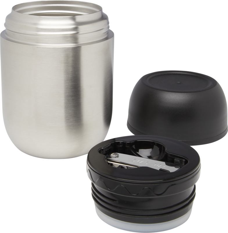 Supo 480 ml double-walled recycled stainless steel lunch pot with foldable spoon - Image 12