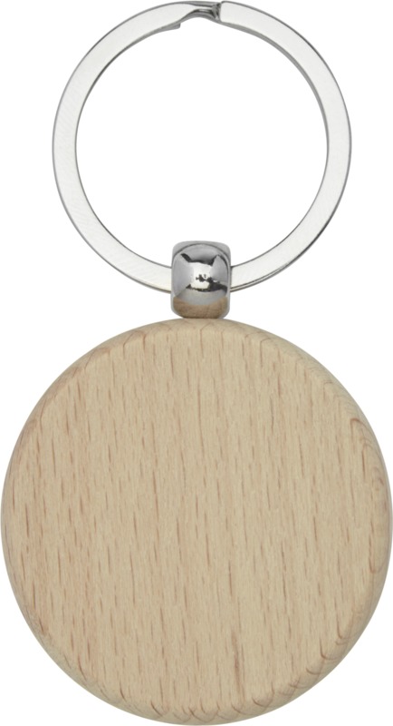 Giovanni beech wood round keychain - Image 2