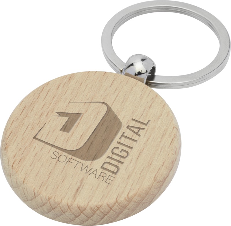 Giovanni beech wood round keychain - Image 6